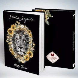 Bíblia Personalizada Capa Leão Floral Girassol Black